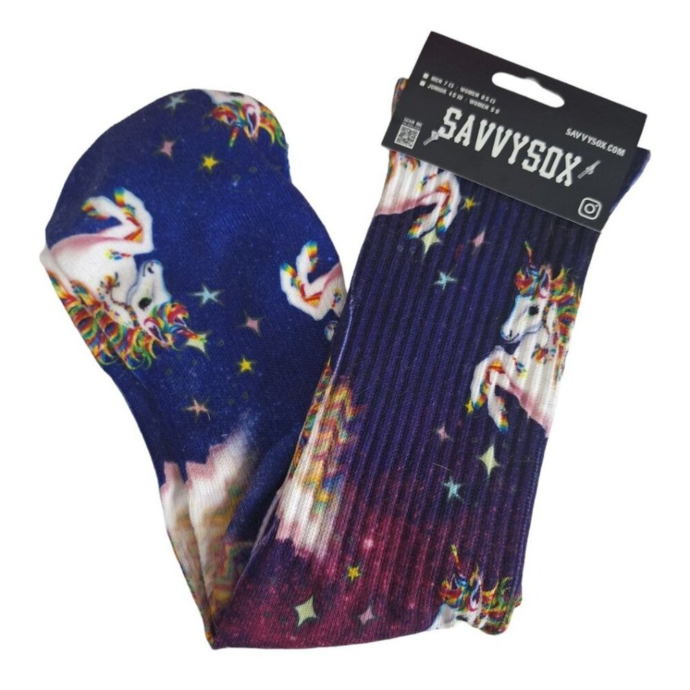 Stay Savvy Sox Mystical Unicorn Space Astronomical Flying Rainbow Stars‎ Unisex
